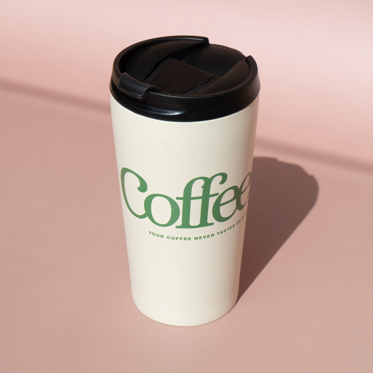 The Coffee Travel Cup Beige | Double Walled Stainless Steel will keep your coffee hot or cold for up to 3 hours. Perfect for on the go. | The Coffee Label 